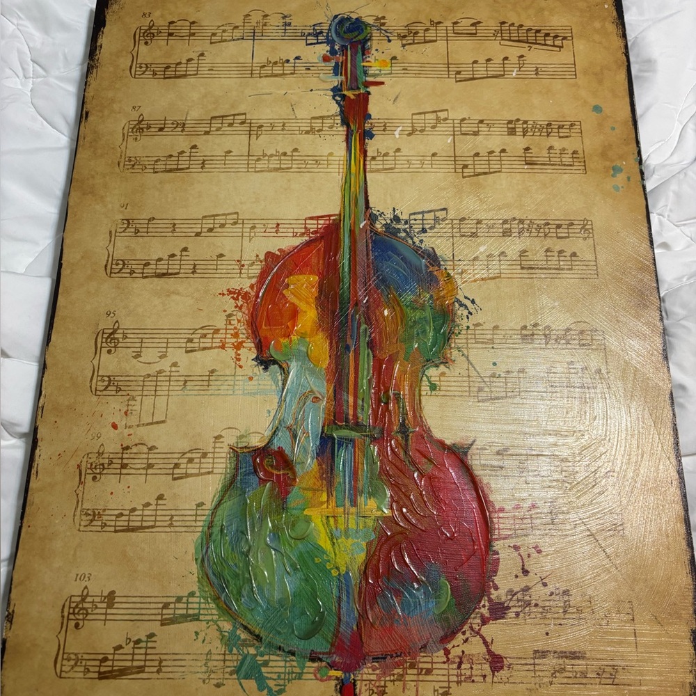 Vibrant Symphony Abstract Violin Canvas